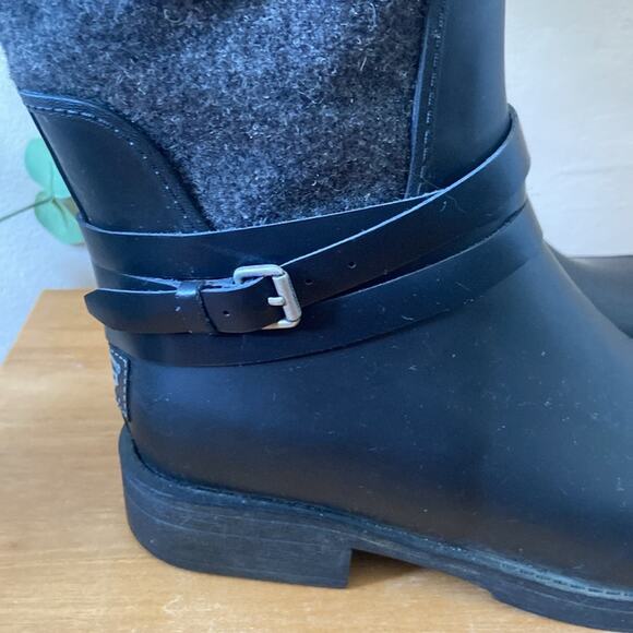 UGG Korynne Rubber High Boot Wellies Rain boot Black Grey Wool size 6 - Picture 5 of 7